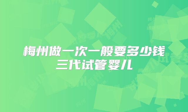 梅州做一次一般要多少钱三代试管婴儿