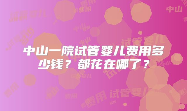 中山一院试管婴儿费用多少钱？都花在哪了？