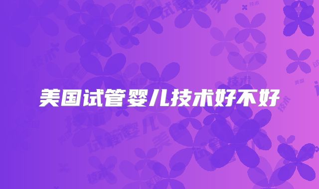 美国试管婴儿技术好不好