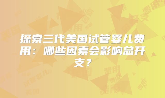 探索三代美国试管婴儿费用：哪些因素会影响总开支？