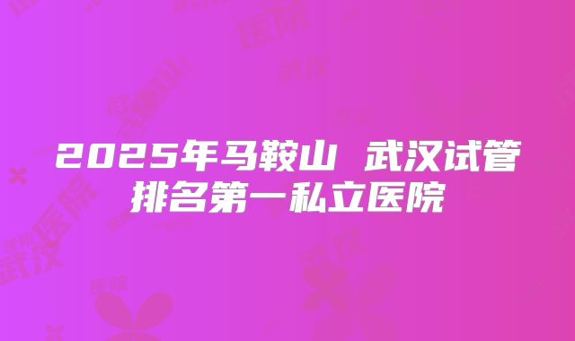 2025年马鞍山 武汉试管排名第一私立医院