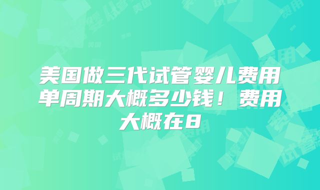 美国做三代试管婴儿费用单周期大概多少钱！费用大概在8
