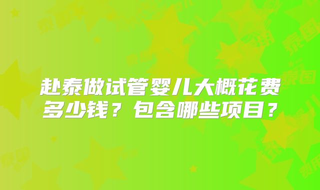 赴泰做试管婴儿大概花费多少钱？包含哪些项目？