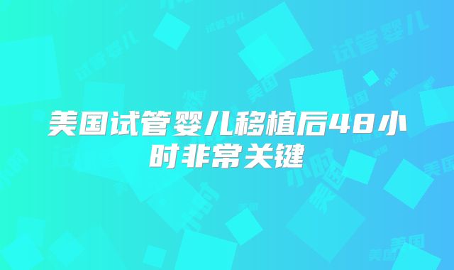 美国试管婴儿移植后48小时非常关键