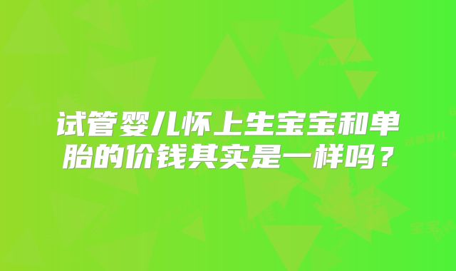 试管婴儿怀上生宝宝和单胎的价钱其实是一样吗？