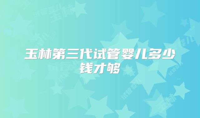 玉林第三代试管婴儿多少钱才够