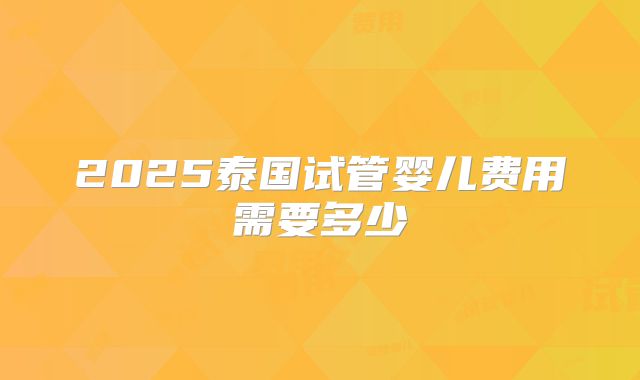 2025泰国试管婴儿费用需要多少