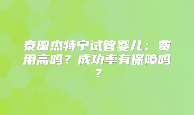泰国杰特宁试管婴儿：费用高吗？成功率有保障吗？