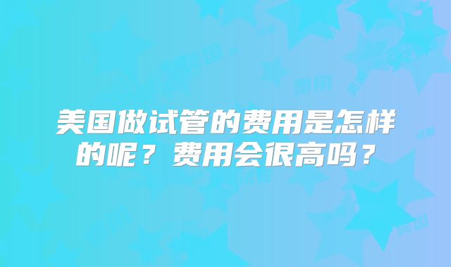 美国做试管的费用是怎样的呢?费用会很高吗?