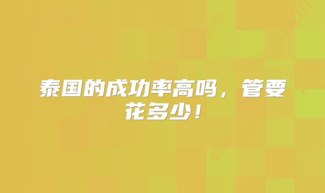 泰国的成功率高吗，管要花多少！