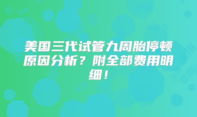 美国三代试管九周胎停顿原因分析？附全部费用明细！
