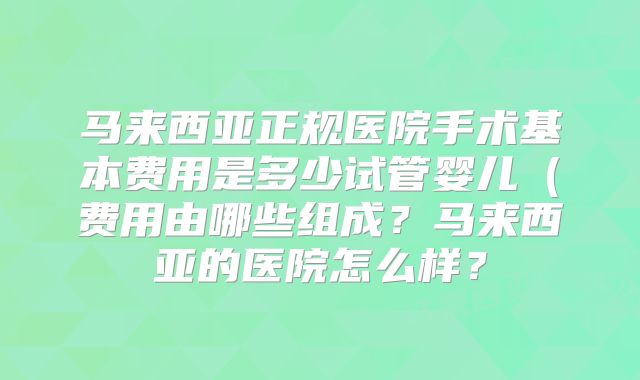 马来西亚正规医院手术基本费用是多少试管婴儿（费用由哪些组成？马来西亚的医院怎么样？