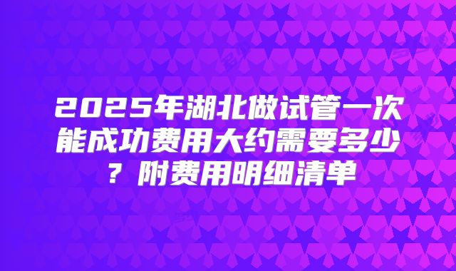 2025年湖北做试管一次能成功费用大约需要多少?附费用明细清单