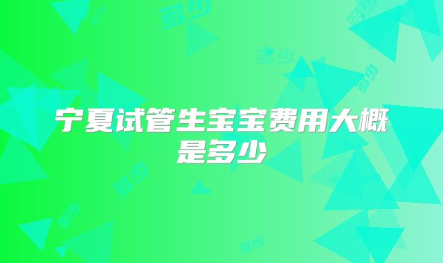 宁夏试管生宝宝费用大概是多少