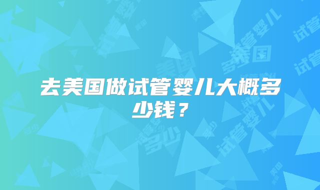 去美国做试管婴儿大概多少钱？