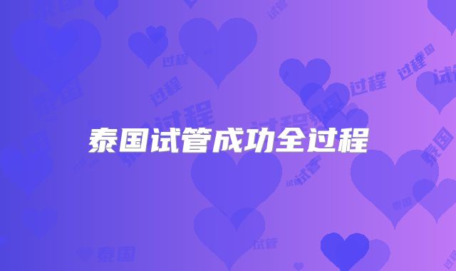 泰国试管成功全过程