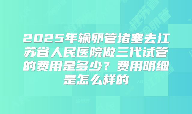 2025年输卵管堵塞去江苏省人民医院做三代试管的费用是多少？费用明细是怎么样的