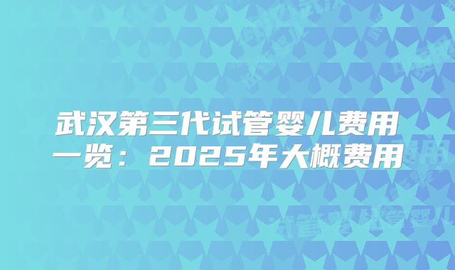 武汉第三代试管婴儿费用一览：2025年大概费用