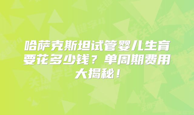 哈萨克斯坦试管婴儿生育要花多少钱?单周期费用大揭秘!