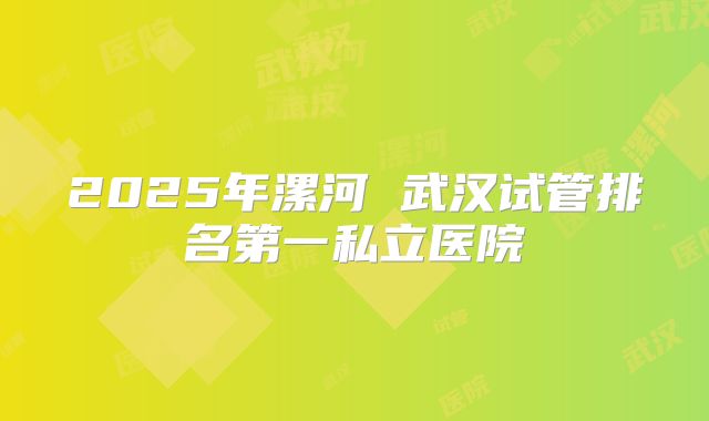 2025年漯河 武汉试管排名第一私立医院