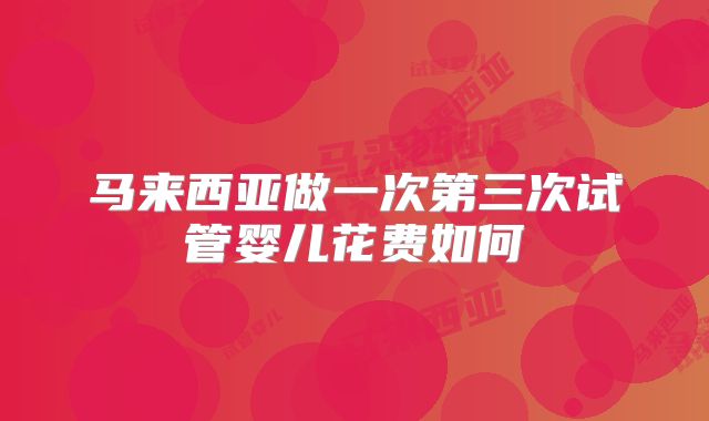 马来西亚做一次第三次试管婴儿花费如何
