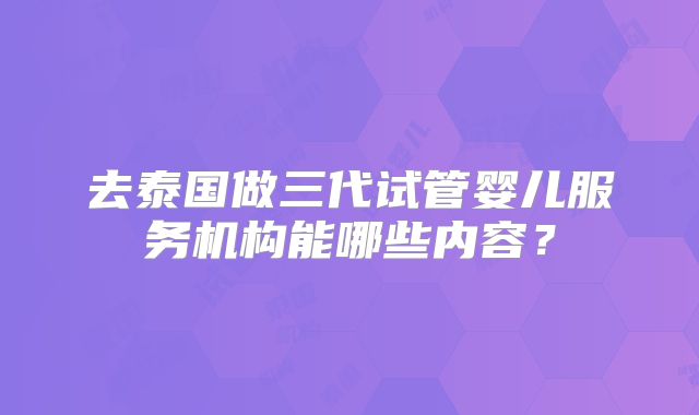 去泰国做三代试管婴儿服务机构能哪些内容？