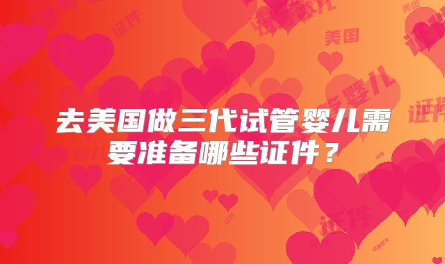 去美国做三代试管婴儿需要准备哪些证件？