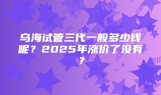 乌海试管三代一般多少钱呢？2025年涨价了没有？