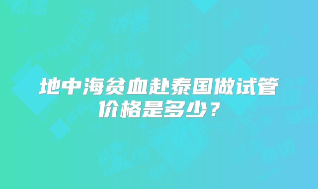 地中海贫血赴泰国做试管价格是多少？