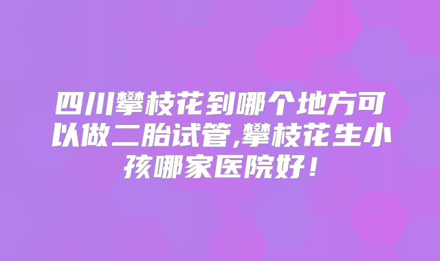 四川攀枝花到哪个地方可以做二胎试管,攀枝花生小孩哪家医院好!