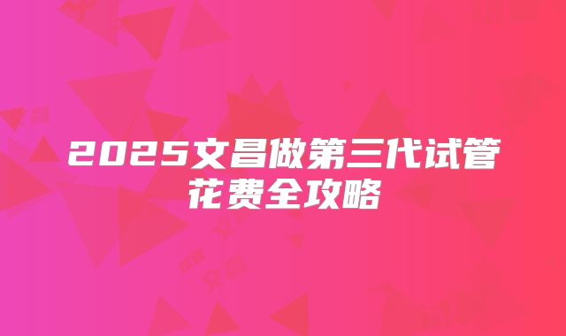 2025文昌做第三代试管花费全攻略