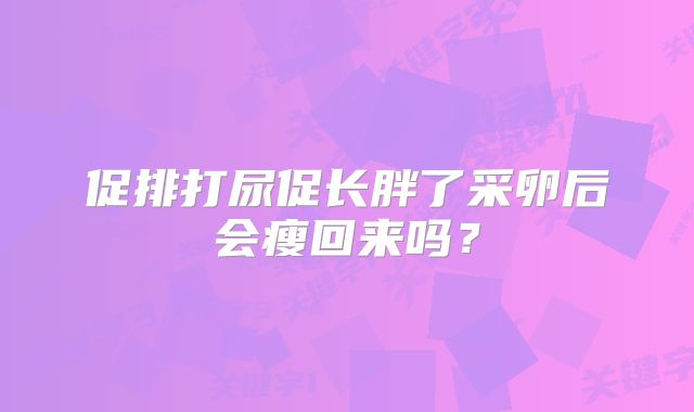 促排打尿促长胖了采卵后会瘦回来吗?
