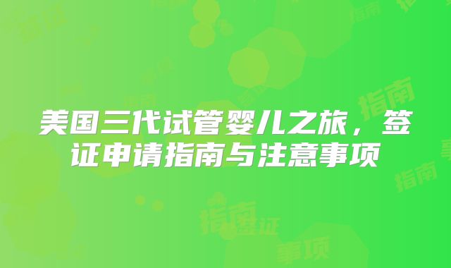 美国三代试管婴儿之旅，签证申请指南与注意事项