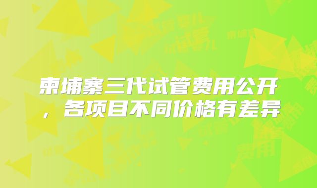 柬埔寨三代试管费用公开,各项目不同价格有差异