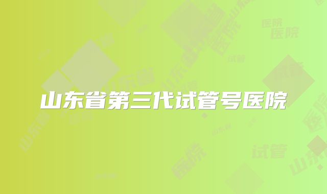 山东省第三代试管号医院
