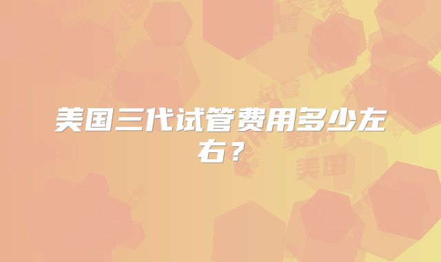 美国三代试管费用多少左右?