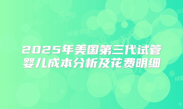 2025年美国第三代试管婴儿成本分析及花费明细