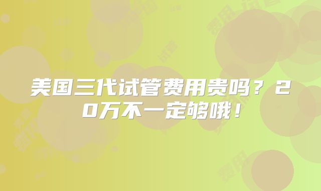 美国三代试管费用贵吗？20万不一定够哦！