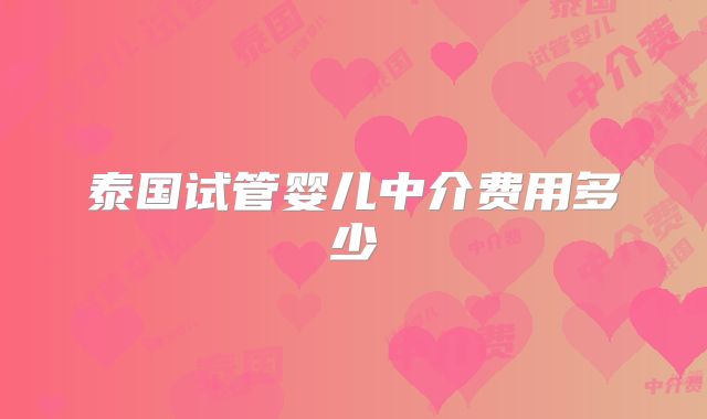 泰国试管婴儿中介费用多少