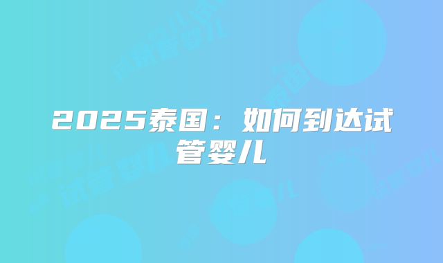 2025泰国:如何到达试管婴儿