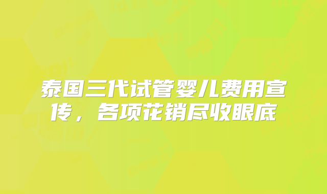 泰国三代试管婴儿费用宣传，各项花销尽收眼底