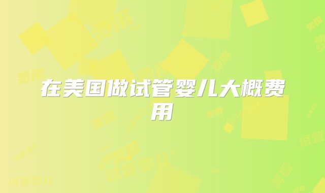 在美国做试管婴儿大概费用