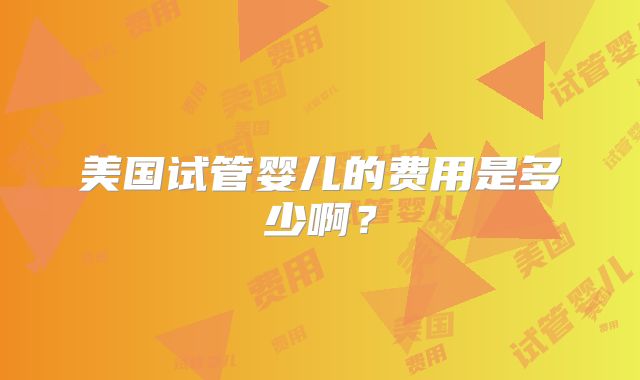 美国试管婴儿的费用是多少啊?