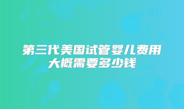 第三代美国试管婴儿费用大概需要多少钱