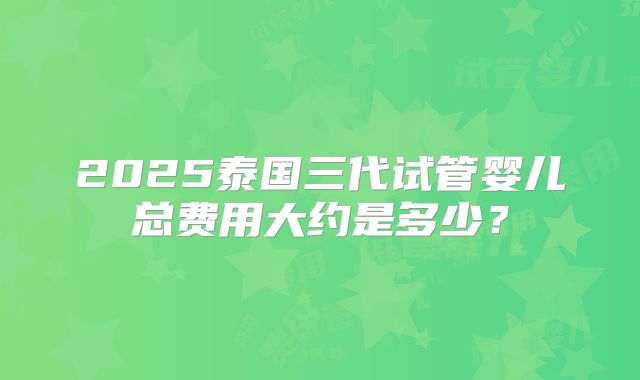 2025泰国三代试管婴儿总费用大约是多少？