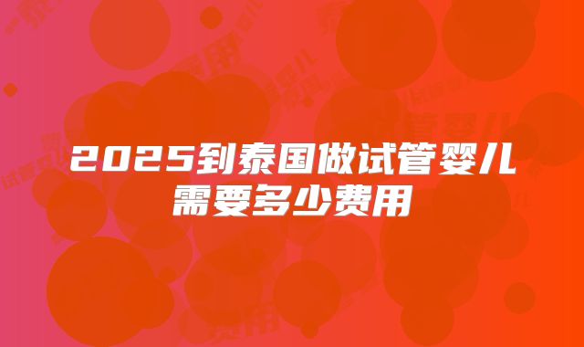 2025到泰国做试管婴儿需要多少费用