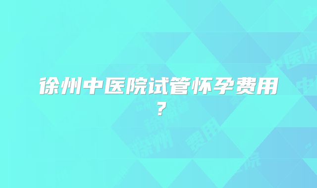 徐州中医院试管怀孕费用?