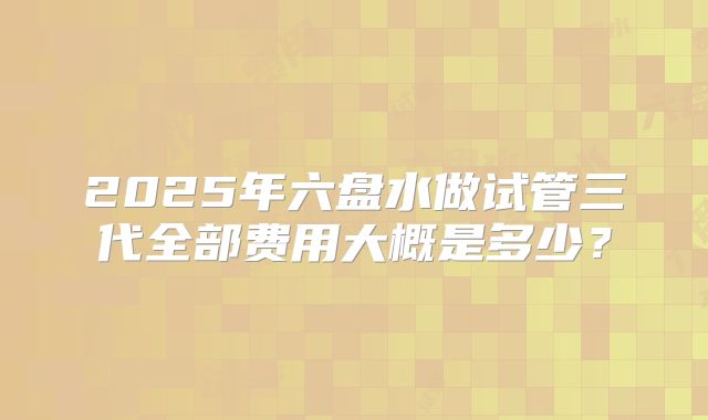 2025年六盘水做试管三代全部费用大概是多少？
