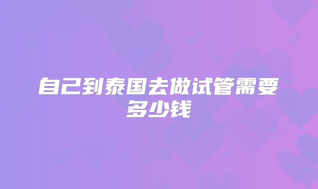 自己到泰国去做试管需要多少钱