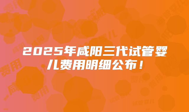 2025年咸阳三代试管婴儿费用明细公布！